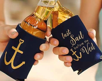 Bachelorette Party Favors - Last Sail Before the Veil Bachelorette Cruise Can Coolers, Beach Bachelorette Trip, Nautical Bachelorette