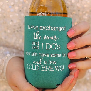 Personalized We&#39;ve Exchanged the Vows Wedding Can Coolers - Wedding Favors, Wedding Coolies, Custom Beverage Insulators, Beer Huggers