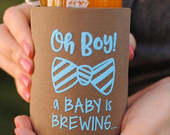 Oh Boy A Baby Is Brewing Can Coolers | Personalized Baby Shower Favors | Baby Sprinkle Party Favor