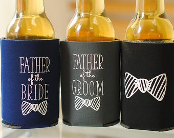 Father of the Bride, Father of the Groom Can Coolie Gifts, Custom Beer Hugger, Wedding Gifts, Wedding Coolies, Father's Day Gifts for Dad