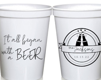 Wedding Favors - Wedding Party Cups, Personalized Wedding Cups, Reception Favors for Guests, Wedding Monogram, 16 oz. Stadium Cups