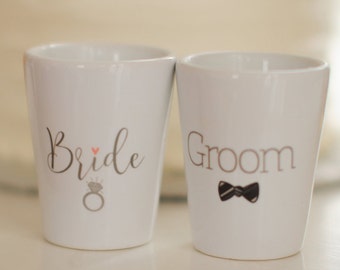 Bride and Groom Shot Glass Set, Gifts for the Bride, Gifts for the Groom Shot Glass Set - Engagement Gift, Wedding Shower Gift, Just Engaged