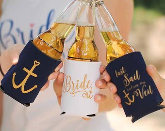 Bachelorette Party Favors - Last Sail Before the Veil Can Cooler Package, Last Sail Before the Veil  + Bride Can Coolers