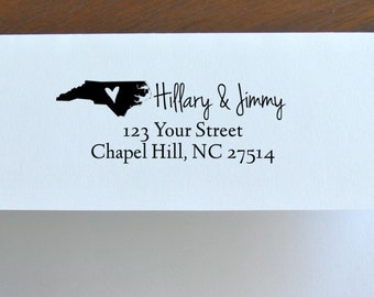 Personalized State Return Address Stamp - for Save the Dates, Wedding Invitations, Christmas Cards, New Home Announcements