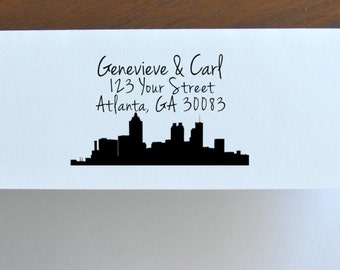 Custom Return Address Self-Inking Stamp with Atlanta Skyline - Save the Dates, Wedding Invitations, Thank You Cards - More Cities Available