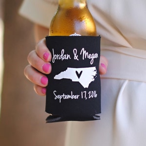 Personalized City and State Wedding Can Coolers Wedding Favors for Guests, Destination Weddings, Welcome Bag Ideas, Beer Coolers image 1