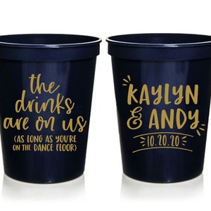 Wedding Favors - Wedding Party Cups, Personalized Wedding Cups, Reception Favors for Guests, Wedding Monogram, 16 oz. Stadium Cups Cup