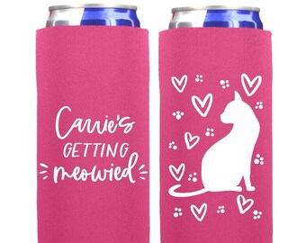Ricevimento Miagolante Amante dei Gatti Sposa Bomboniere per Addio al Nubilato / Bomboniere per Addio al Nubilato con Gatti / Bevande per Addio al Nubilato / Refrigeratori Slim da 12 oz per Seltzer