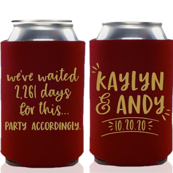 Wedding Countdown Party Accordingly Personalized Wedding Can Coolers - Destination Wedding Favors for Guests, Fun Wedding Sayings
