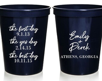 The First Day The Best Day The Yes Day Trouwbekers | Receptiebekers | Repetitiebekers bruiloft | Betrokkenheid | Douchekopjes | Feestbekers van 16 oz