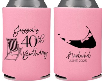 40th Birthday Party Can Coolers | Birthday Favors | Beach Weekend | 30th Birthday | 50th Birthday | 60th Birthday | Nantucket