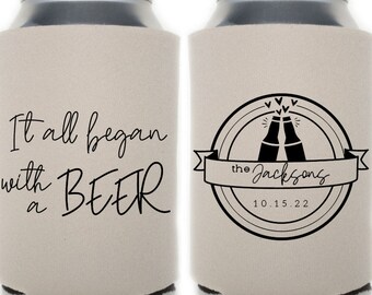 Wedding Favors - Custom Personalized Wedding Can Coolers, Reception Favors, Stubby Holders, Spring Wedding, Summer Wedding, Fall Wedding