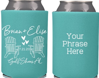 Beach Wedding Favors - Adirondack Chairs Nautical Mountain Personalized Wedding Can Coolers, Rustic Wedding, Fall Wedding Favors for Guests