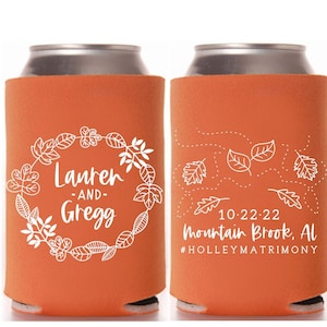Fall Wedding Favors | Custom Fall in Love Favors | Wedding Can Coolers | Autumn Wedding | Rustic | Fall Leaves | Fall Wedding | Fall Foliage