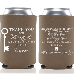 Housewarming Party Favors - Housewarming Party Ideas, Housewarming Can Coolers, Custom Can Coolers, House Warming, House Warming Favors