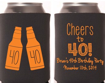 40th Birthday Party Favors Custom Birthday Party Can Coolers | 40th Birthday Decorations | 40th Party Supplies | Surprise Party | Beer Favor