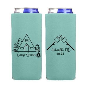 Glamping Camping Trip Can Coolers | Birthday Camping Trip | Camping Birthday Party | Camping Bachelorette | Camping Vacation | Slim Seltzer