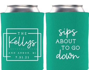 Wedding Favors - Custom Personalized Wedding Can Coolers, Reception Favors, Stubby Holders, Spring Wedding, Summer Wedding, Fall Wedding