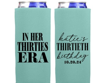 Milestone Birthday Era Slim Can Coolers - Favors for 21st, 30th, 40th, 50th, 60th Thirtieth Birthday Party, Party Supplies, 12 Oz Coolers