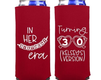 Milestone Birthday Era Slim Can Coolers - Favors for 21st, 30th, 40th, 50th, 60th Birthday Party, Party Supplies, 12 Ounce Coolers