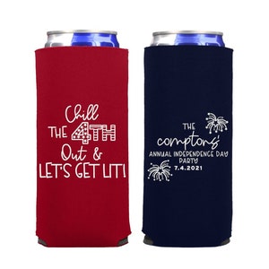 We the Party People 4th of July Party Favors | Custom Independence Day Seltzer Can Coolers | Fourth of July Party | 12 oz Slim Can Coolers