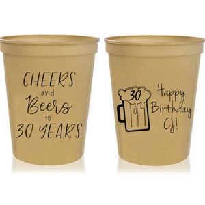 Cheers & Beers Birthday Party Cups | Custom Birthday Cups | Birthday Favors | 30th Birthday, 40th Birthday, 50th Birthday, 60th Birthday
