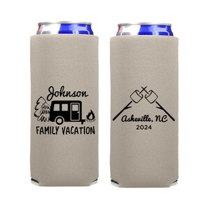 RV Camping Trip Can Coolers | Birthday Camping Trip | Camping Birthday | Camping Bachelorette | Road Trip Camping Vacation | Slim Seltzer