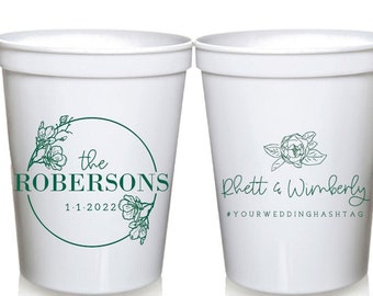 Magnolia Wedding Favors - Wedding Party Cups, Personalized Wedding Cups, Reception Favors for Guests, Wedding, 16 oz. Stadium Cups, Modern