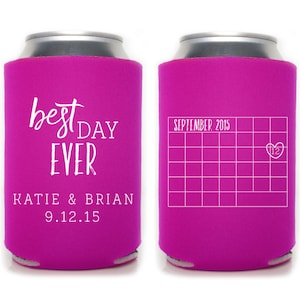 Wedding Favors - Best Day Ever Personalized Wedding Can Coolers, Fall Wedding, Reception Favors for Guests, Beer Insulators, Stubby Holders