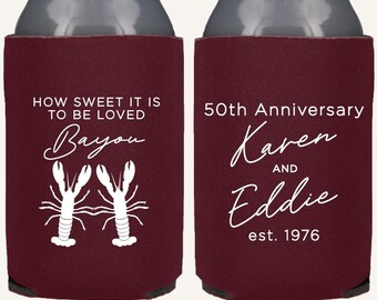 Louisiana Bayou Wedding Anniversary Can Coolers | New Orleans Wedding Anniversary Favors | Personalized NOLA Cozies