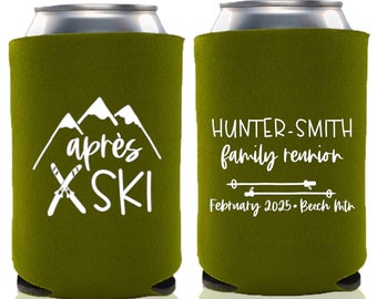 Apres Ski Family Vacation Can Coolers, Ski Family Reunion, Ski Vacation, Ski Trip, Apres Ski Favors