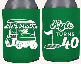 Let's Par-Tee Golf Birthday Can Coolers | Personalized Golf Party Favors
