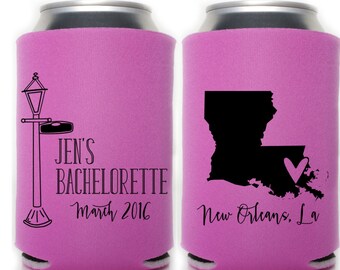 New Orleans Bachelorette Party Can Coolers | NOLA Bachelorette Party Favors | French Quarter Bachelorette Party Coolies | Mardi Gras