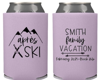 Apres Ski Family Vacation Can Coolers, Ski Family Reunion, Ski Vacation, Ski Trip, Apres Ski Favors