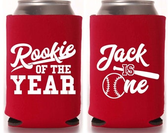 1st Birthday First Birthday Rookie of the Year | Baseball Birthday Party Favors | Baseball Party Decorations | 1st Birthday Can Coolers