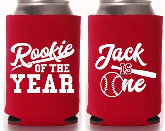 1st Birthday First Birthday Rookie of the Year Baseball Birthday Party Favors Baseball Party Favors First 1st Birthday Can Coolers