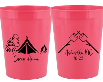 Camp Bachelorette Glamping Trip Cups | Birthday Camping Trip Favors | Last Trail Before the Veil | 16 oz Stadium