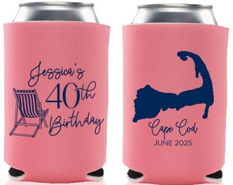 40th Birthday Party Can Coolers | Birthday Favors | Beach Weekend | 30th Birthday | 50th Birthday | 60th Birthday | Cape Cod