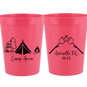 Tent Glamping Camping Trip Cups | Birthday Camping Trip | Camping Birthday Party Cups | Camping Bachelorette | Camping Vacation | Camp |16oz