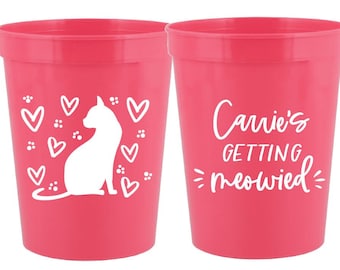 Getting Meowied Bachelorette Bridal Shower Party Cups, Cat Lover Bride, Cat Bachelorette, Cat Bridal Shower Cups, 16 oz. Stadium Cups