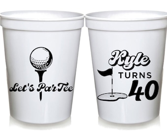 Golf Birthday Party Favors | Golf Bachelor Let's Par Tee Party Cups | Party Supplies | 30th Birthday, 40th Birthday, 50th Birthday Cup 16 oz