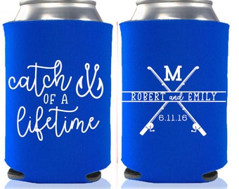 Lake Wedding Favors | Beach Wedding | Catch of a Lifetime Wedding Can Coolers | Fisherman Wedding | Fishing | Boat Wedding | Nautical | Fish