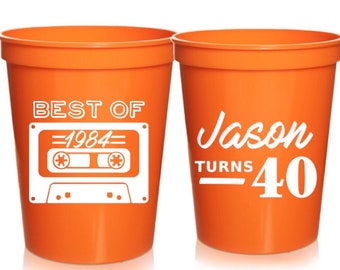 40th Birthday Party Cups, 30th Birthday, 40th Birthday, 50th Birthday, Best of Cassette Tape Retro Birthday cups