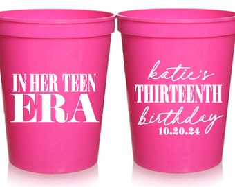 13th Birthday Party Era Party Cups - Birthday Favors, Birthday Cups, Era Cups, Thirteenth Birthday, Teen Birthday Era, Teen Era 16 oz cups