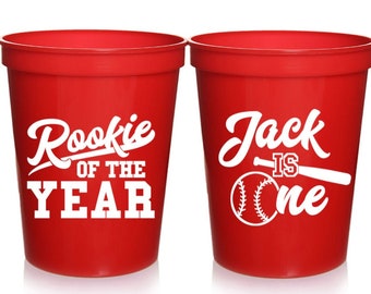 1st Birthday First Birthday Rookie of the Year First  Birthday Party Favors Baseball Party Cups Favors First 1st Birthday Cups 16 oz