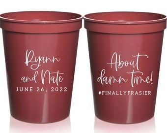 About Damn Time Minimalist Modern Wedding Wedding Cups, Wedding Bar Favors Spring Summer Fall Winter Wedding, 16 oz. Stadium Cups