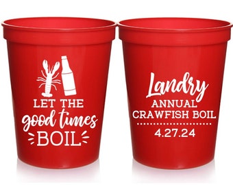 Let the Good Times Boil Crawfish Boil Party Cups - Crawfish Boil Cups, Stadium Cups 16 oz, Lowcountry Boil, Louisiana, Charleston