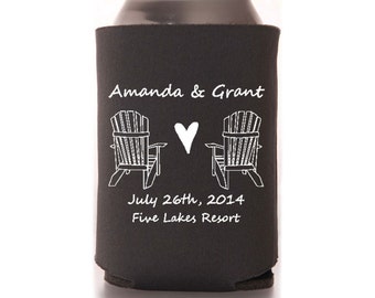 Fall Wedding Favors Personalized Rustic Mountain Wedding Can Coolers Destination Favors for Guests Stubby Holders Wedding Coolies