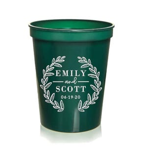 Modern Wedding Party Cups | Wedding Favors | Reception Cups | Custom Wedding Cups | Greenery Floral Wedding | The Night Before | 16 oz
