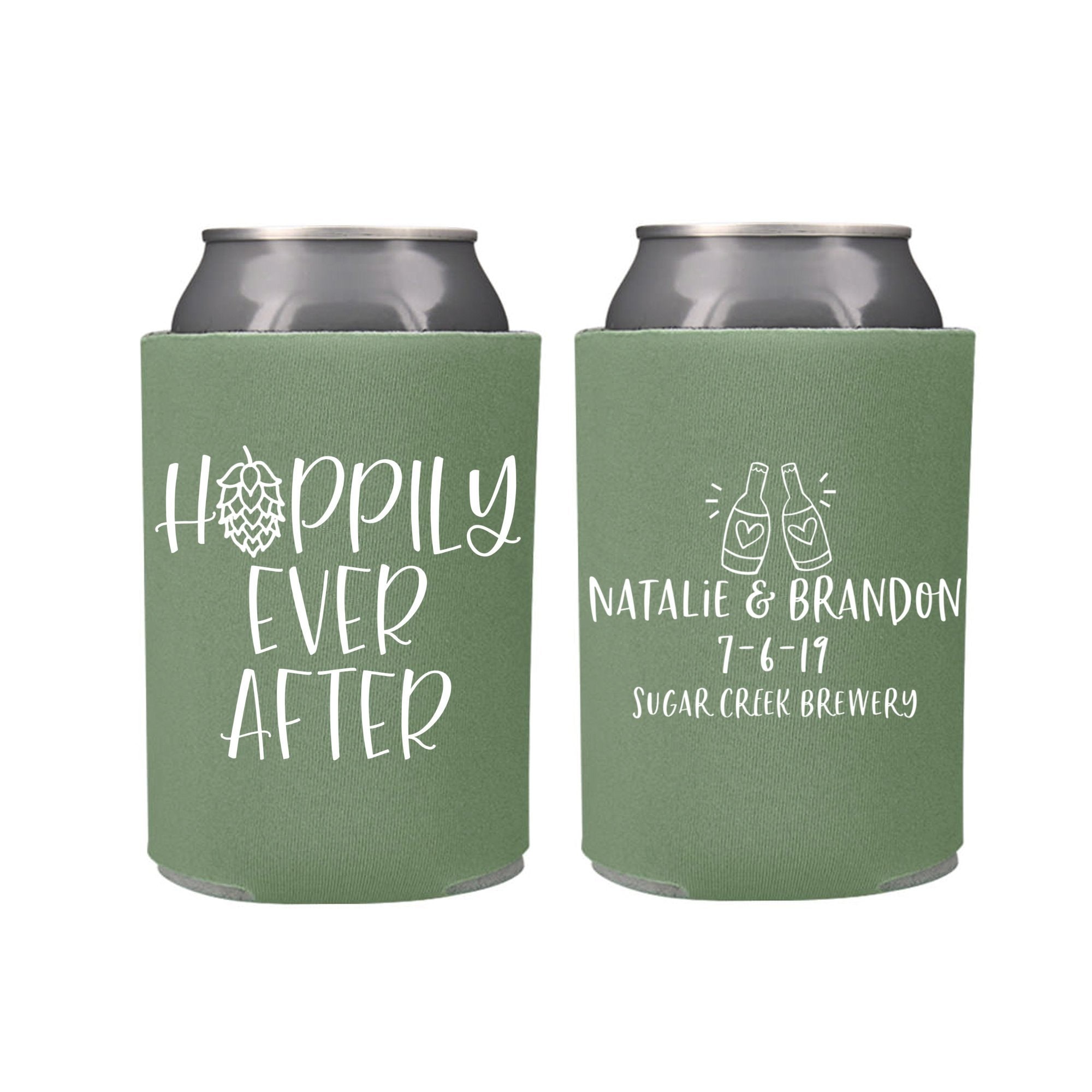 Hoppily Ever After Brewery Wedding Favors | Custom Can Coolers for